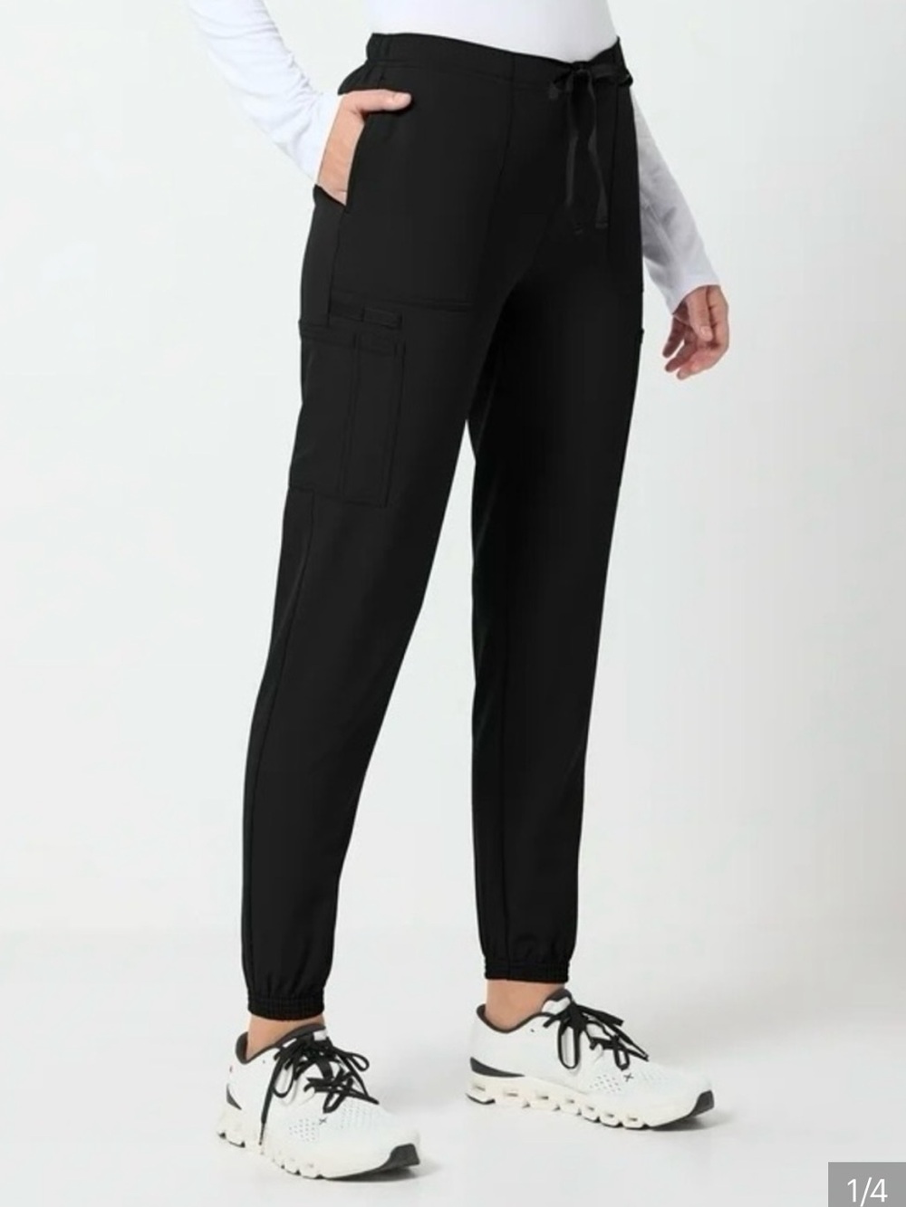 Scrubstar black cargo drawstring scrub pant‎ large